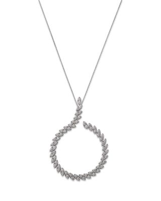 18K White Gold Marquesa Diamond Swirl Pendant Necklace, 25-27&amp;quot;