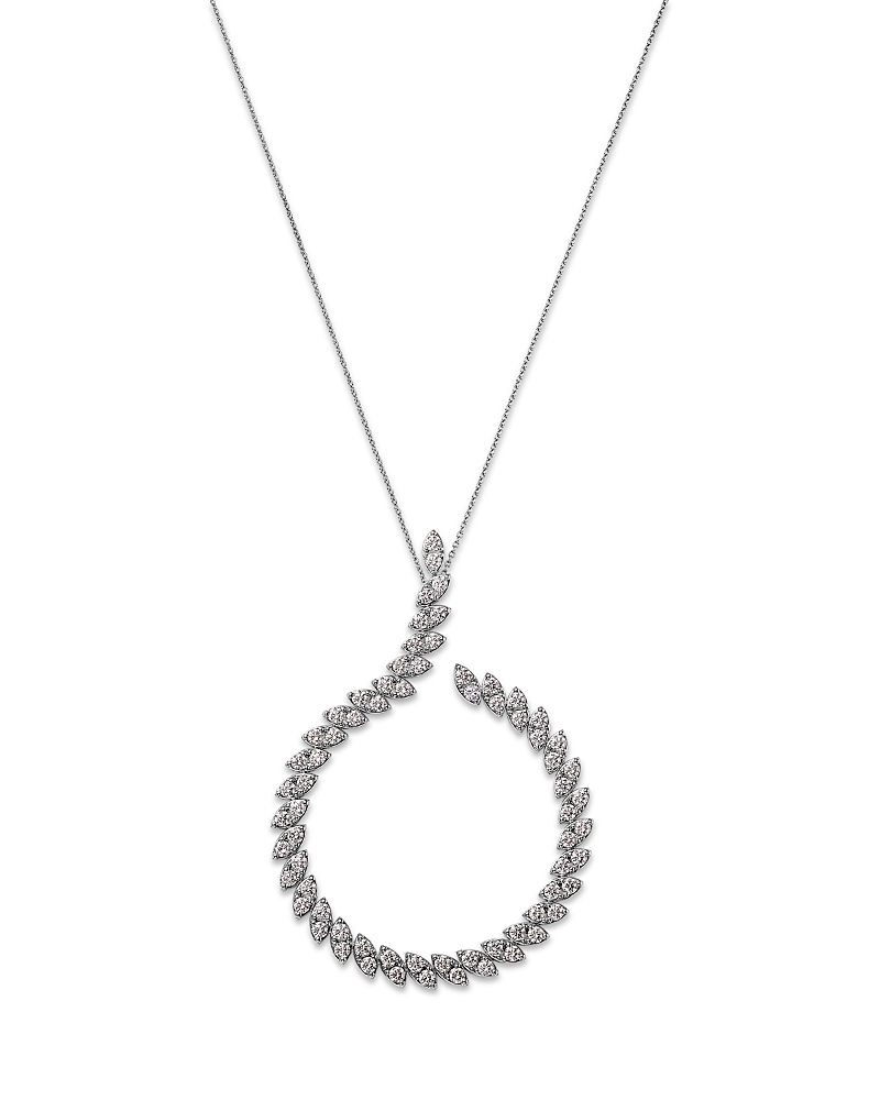 Roberto Coin 18k White Gold Marquesa Diamond Swirl Pendant Necklace, 25-27 In Gold