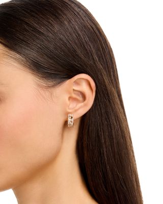 18K Rose Gold Pois Mois Luna Diamond Huggie Hoop Earrings