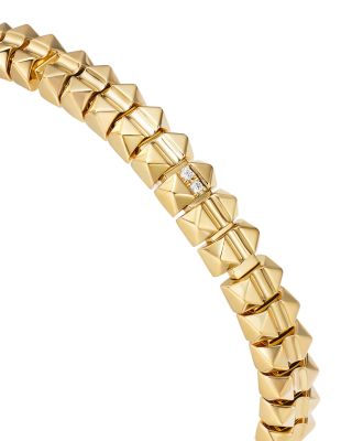 18K Yellow Gold Obelisco Diamond Accent Flexible Bangle Bracelet
