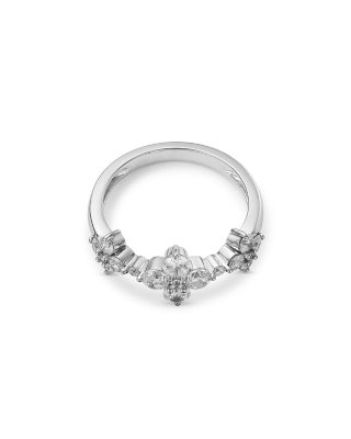 Diamond Clover Ring in 14K White Gold, 1.0 tcw