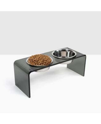 Medium Smoke Grey Small Double Bowl Feeder, 1 Quart Bowls