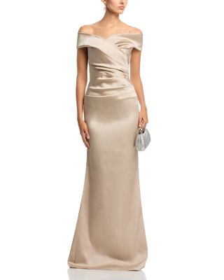 Satin Stretch Off The Shoulder Gown