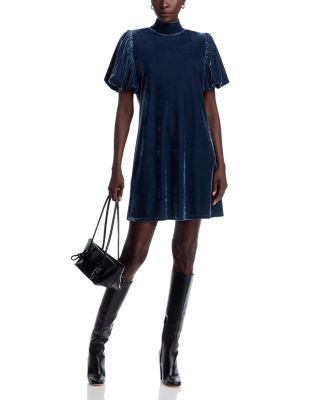Mock Neck Velvet Dress
