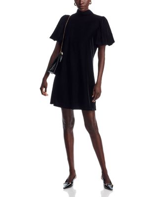 Mock Neck Velvet Dress