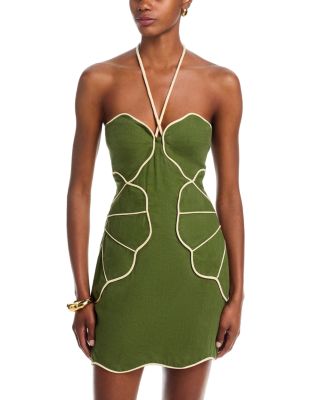 Asymmetric Neck Mini Dress