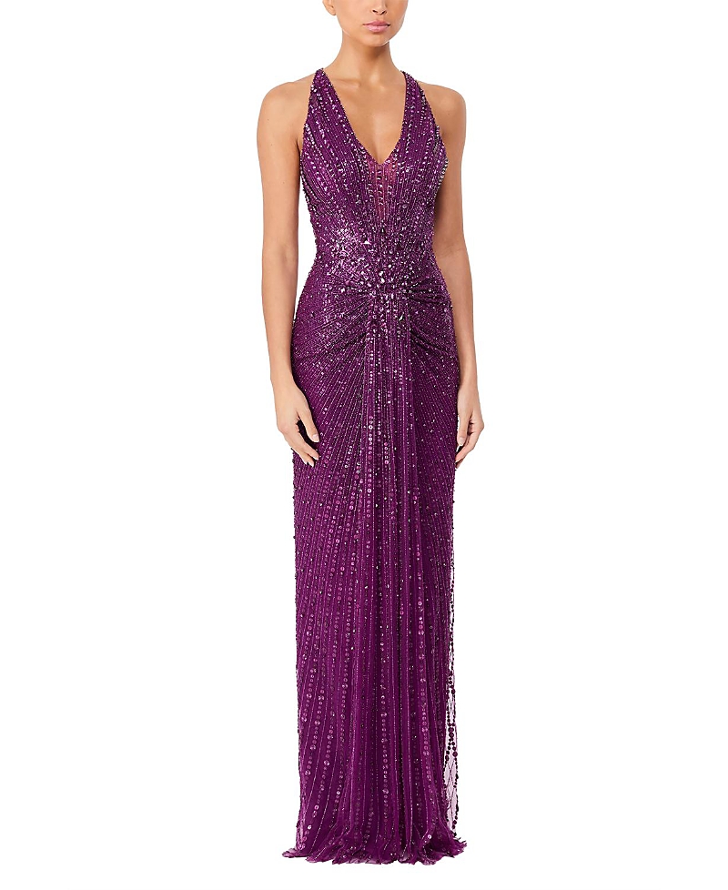 Jenny Packham Lana Sequin-embellished V-neck Maxi Dress In Pattern