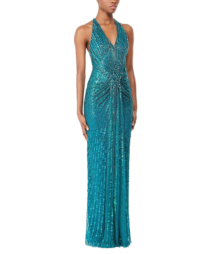 Jenny Packham Lana Embellished Halterneck Maxi Dress