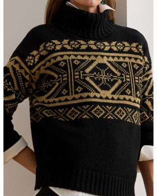 Fair Isle Wool Blend Turtleneck Sweater