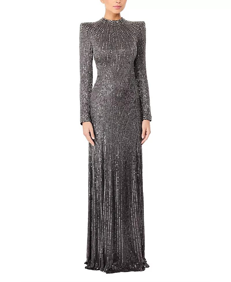 Jenny Packham Rory Embellished Mock-neck Maxi Dress