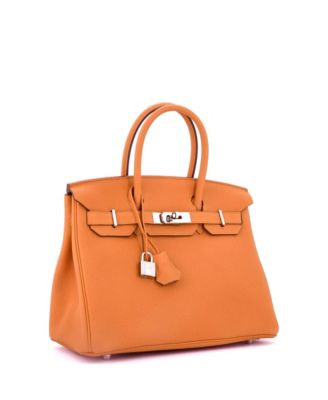 Birkin 30 Handbag Orange Clemence with Palladium Hardware