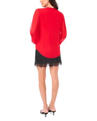 V Neck Sheer Sleeve Top