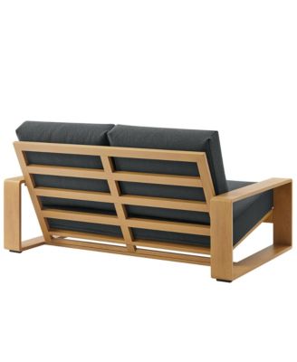 Lirienne Outdoor Patio Aluminum Faux Wood Loveseat