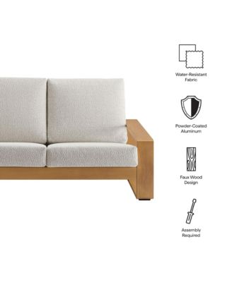 Lirienne Outdoor Patio Aluminum Faux Wood Loveseat