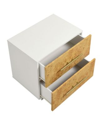Abel 2-Drawer Burl Wood Nightstand