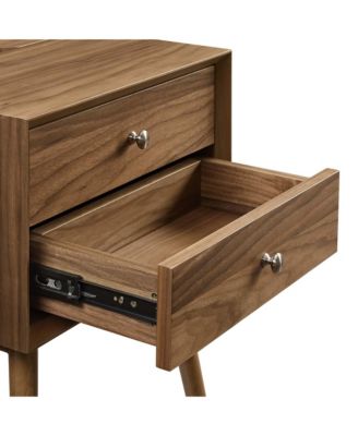 Ember Wood Nightstand With USB Ports