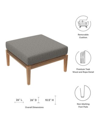Clearwater Outdoor Patio Teak Wood Ottoman