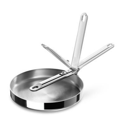 Space Steel 9.5" Stainless Steel Frying Pan with Folding Handle