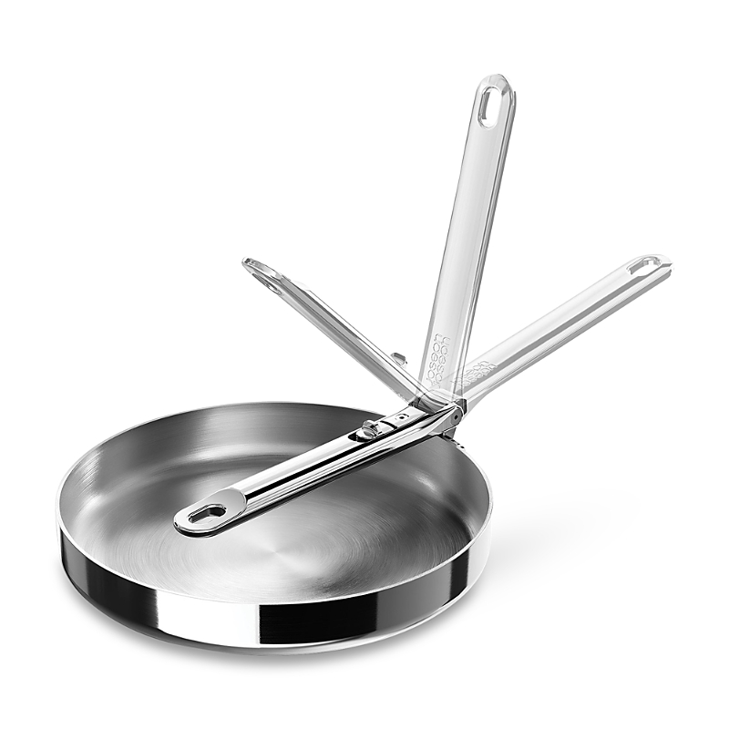 Joseph Joseph Space Steel 9.5 Stainless Steel Frying Pan With Folding Handle In Silver