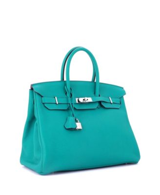 Birkin 35 Handbag Blue Togo with Palladium Hardware