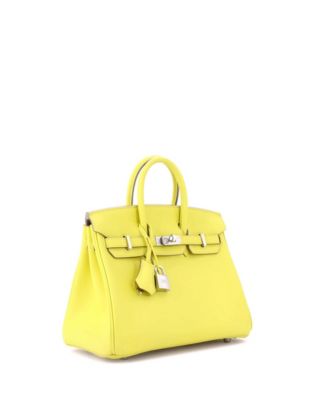 Birkin 25 Handbag Yellow Swift with Palladium Hardware