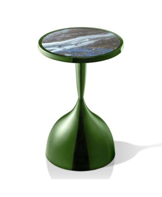 Knoll 16-inch Iron Round End Table with Galaxy Top and Dome Base