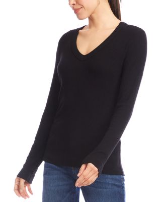 Ribbed V Neck Top