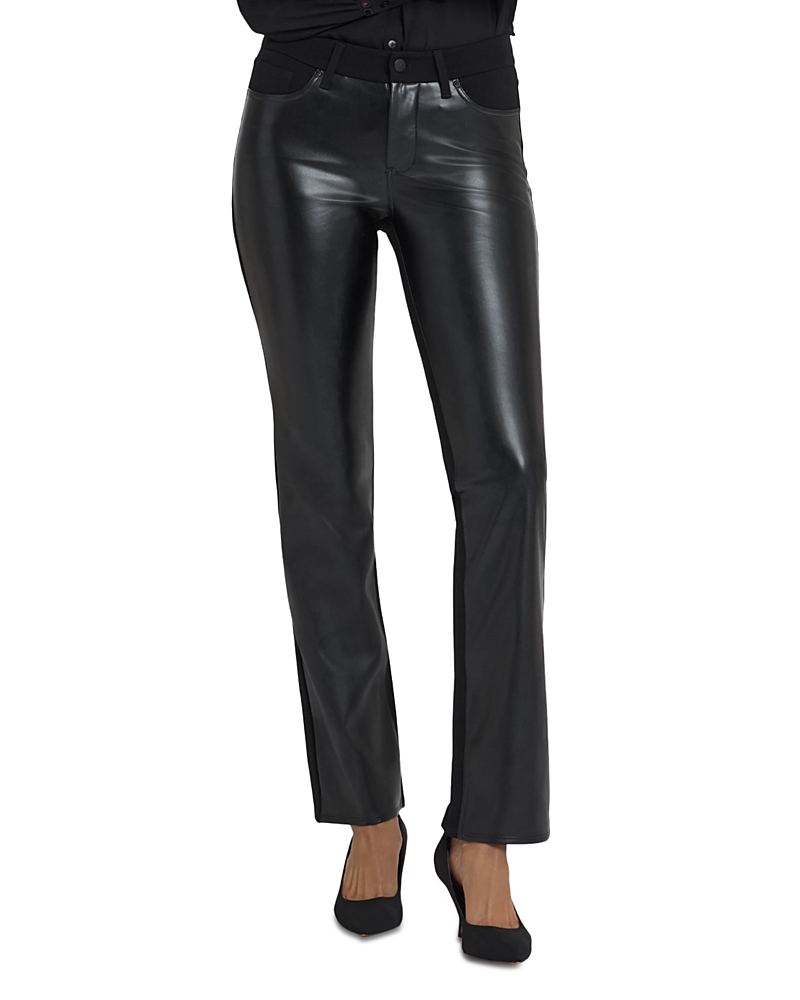 Nydj Marilyn Faux Leather Straight Pants In Black
