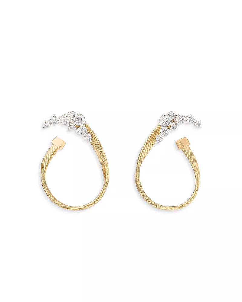 Marco Bicego 18K Yellow Gold Marrakech Diamond Graduated Cluster Spiral Hoop Earrings