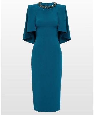 Ursa Embellished-Neck Midi Dress