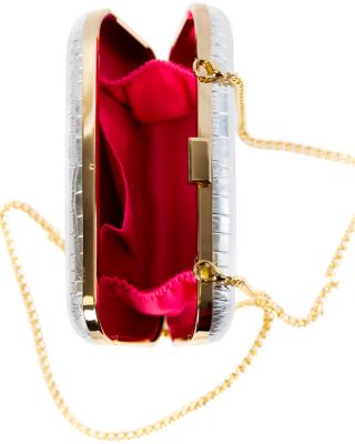 Rose Croc Embossed Leather Clutch