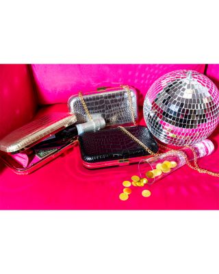 Rose Croc Embossed Leather Clutch