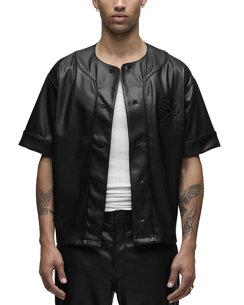 Hudson Faux Leather Baseball Jersey
