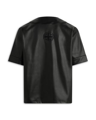 Faux Leather Baseball Jersey