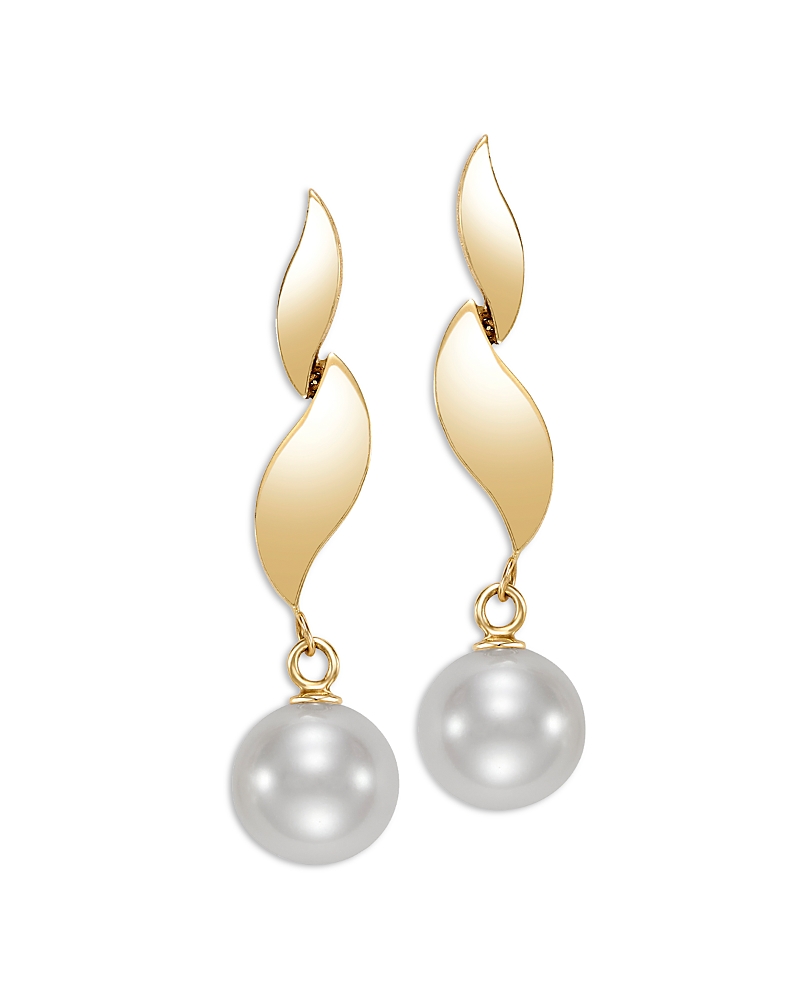 Bloomingdale's Fine Collection Cultured Freshwater Pearl Link Drop Earrings in 14K Yellow Gold