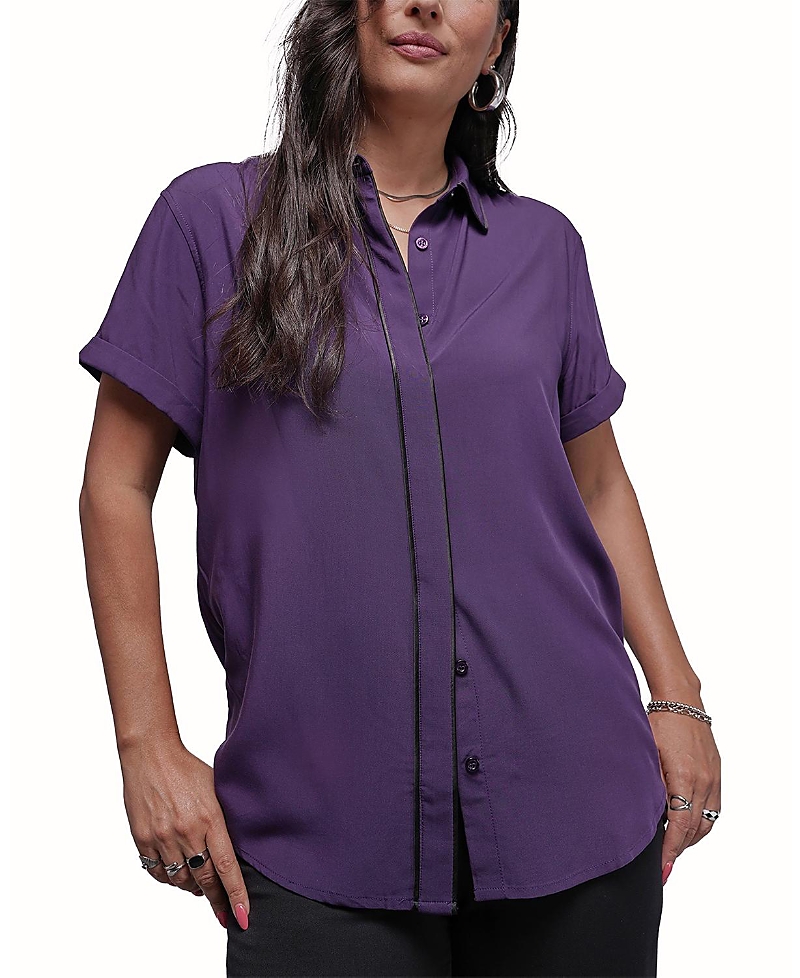 Wildfang The Empower Button Up Shirt In Purple