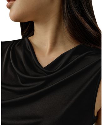 Silk Jersey Cowl-Neck Sleeveless Top