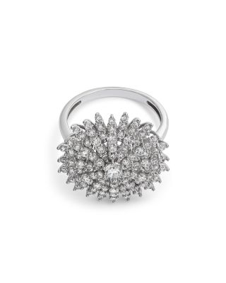 Diamond Starburst Statement Ring in 14K White Gold, 1.50 tcw