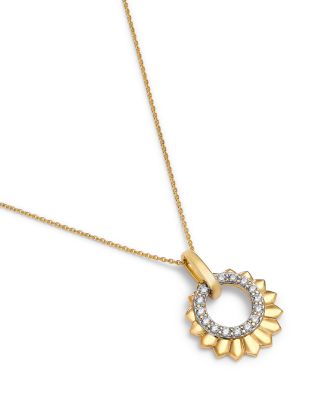Diamond Circle Pendant Necklace in 14K Yellow Gold, 0.25 tcw