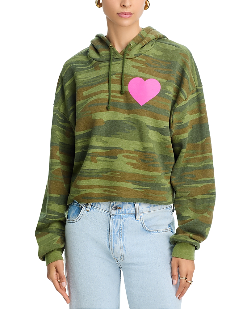 Aviator Nation Heart Camouflage Cropped Hoodie