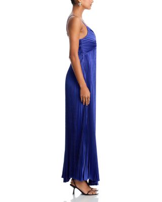 Asra Pleated Satin Gown