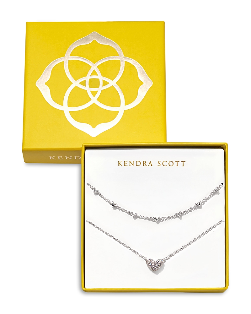 Kendra Scott Ari & Haven Crystal Heart Necklaces, 19, Set Of 2 In Silver