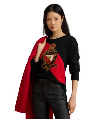 Color Blocked Crest Cotton Sweater