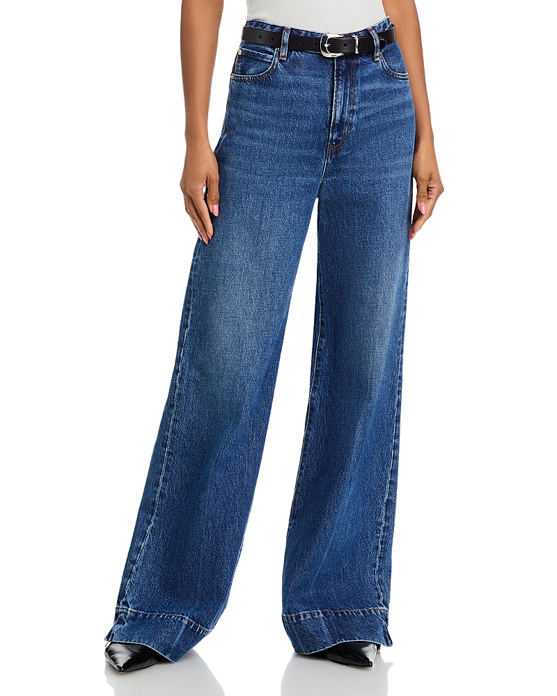 Frame The Slice High Rise Flare Wide Leg Jeans In Headliner In Blue