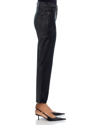 Le Sleek High Rise Straight Velveteen Jeans in Green Smoke Velvet