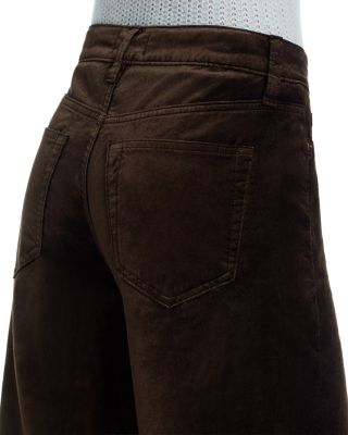 Le Slim Palazzo High Rise Velveteen Jeans in Dark Clove