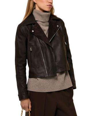 Petite Lidia Leather Biker Jacket