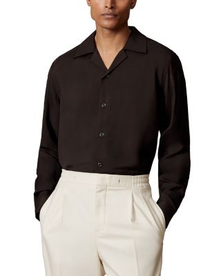 Twill Piped Long Sleeve Camp Shirt