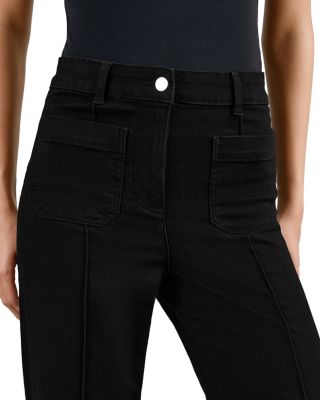 Petite Sakura Flare Patch Pocket Jeans in Black