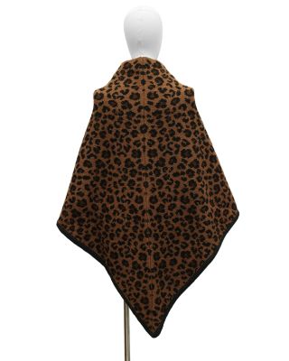 Leopard Print Knit Ruana Scarf